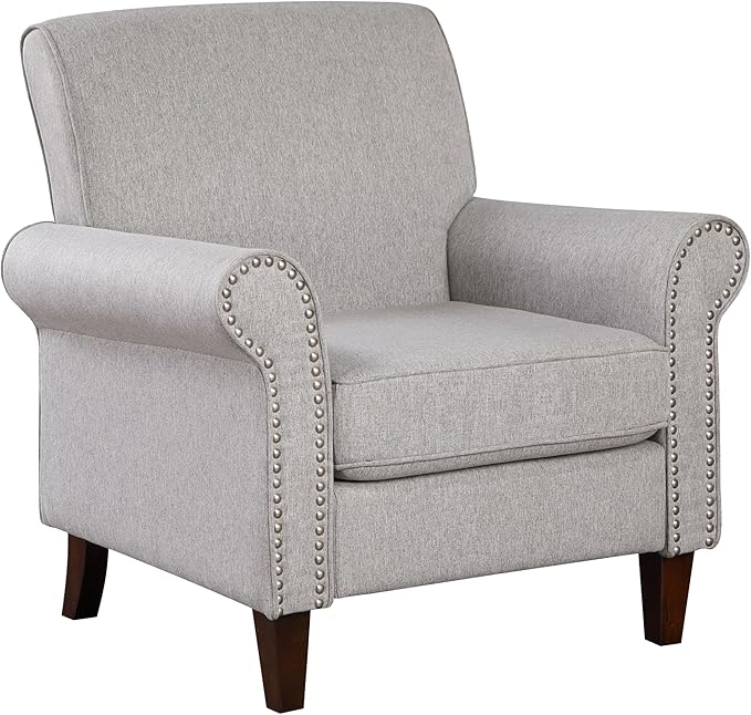 Upholstered Living Room Chair - Large Comfy Fabric Accent Chair Single Sofa