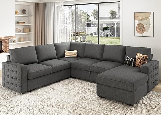 Sectional Sleeper Sofa with Pull Out Bed, Reversible Sectional