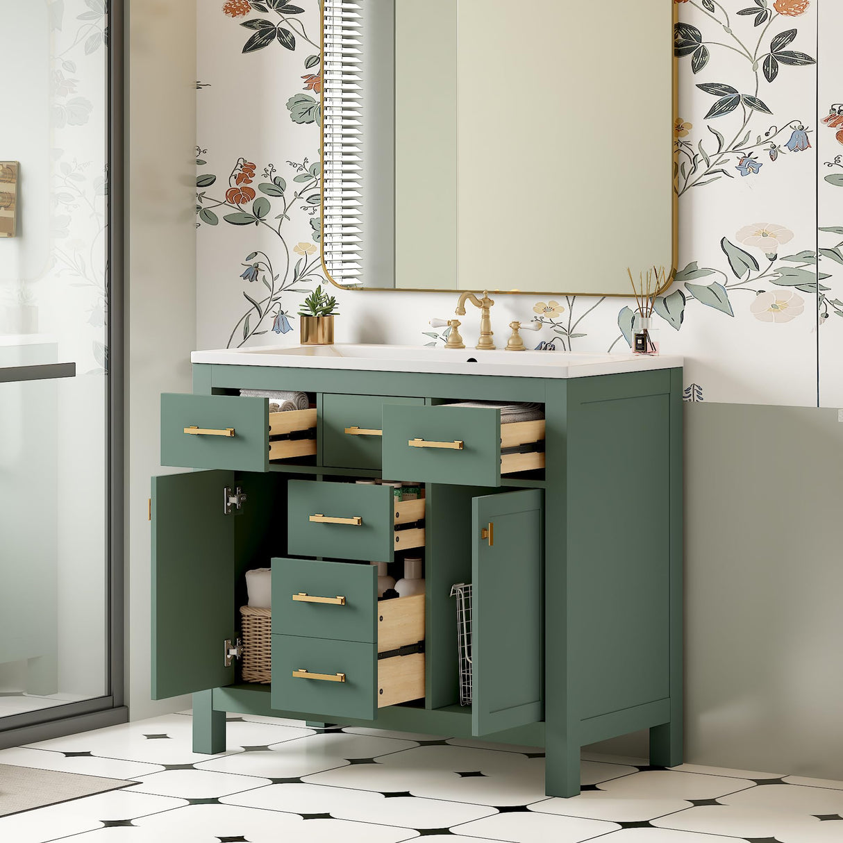 36" Bathroom Vanity with Sink, Freestanding Modern Bathroom Vanity Cabinet