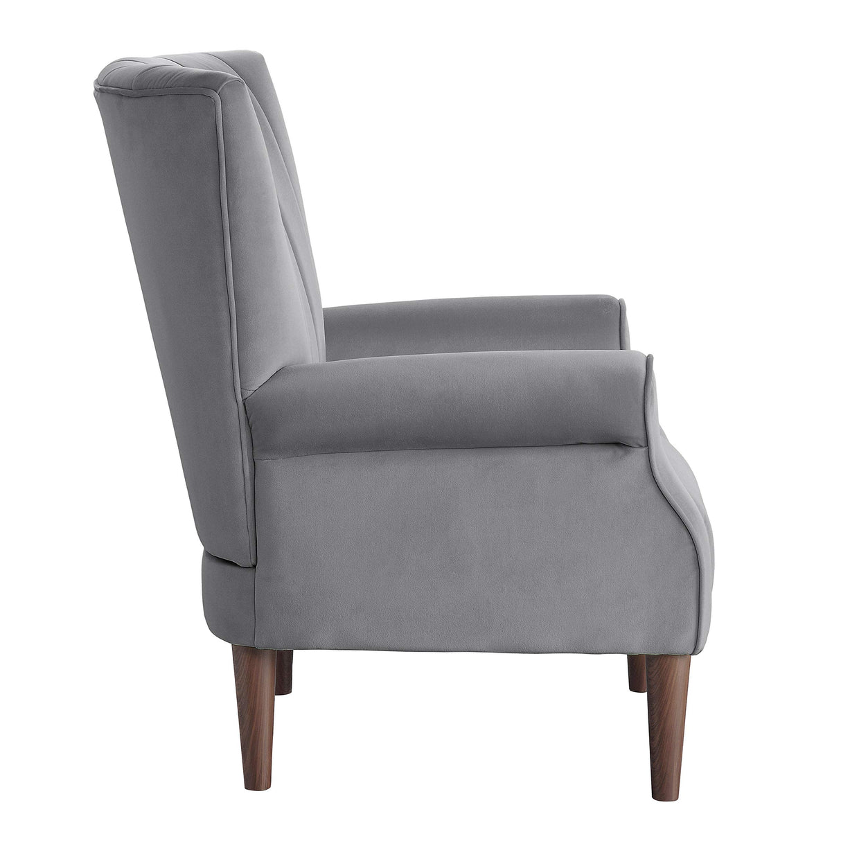 Nellie 34.5" W Velvet Accent Chair, Dark Gray