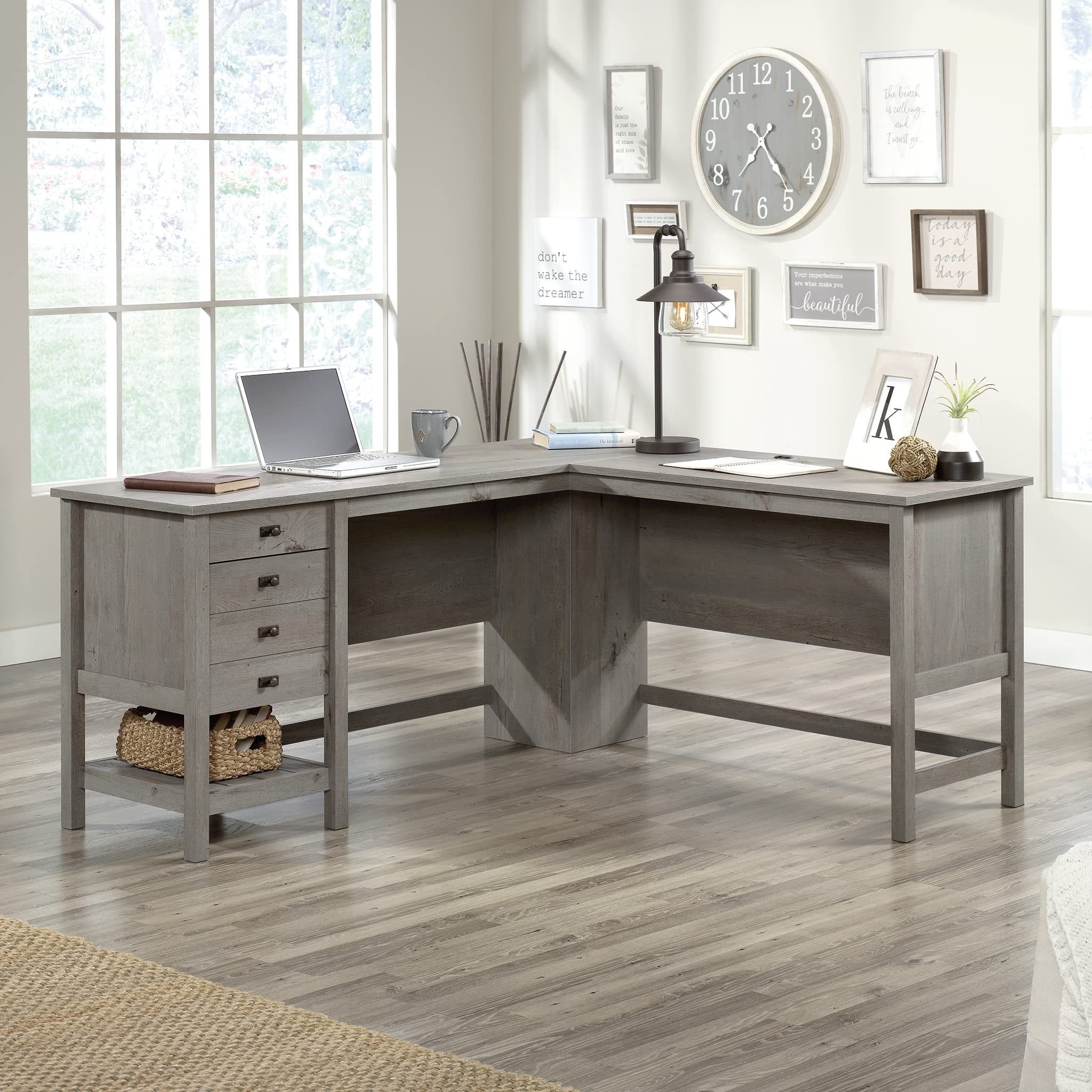 Cottage Road L-Desk, L: 65.12" x W: 58.66" x H: 29.76