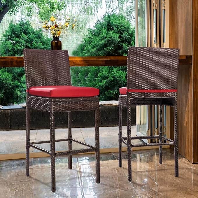 Outdoor Bar Stools Wicker Woven Patio Stools & Patio Bar Chairs Set of 4 Counter