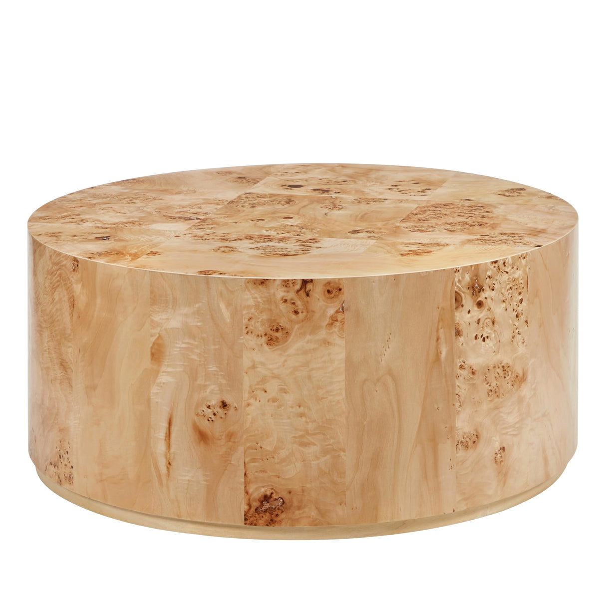 35" Round Wood Coffee Table for Living Room, Farmhouse Circle Bucket Shaped