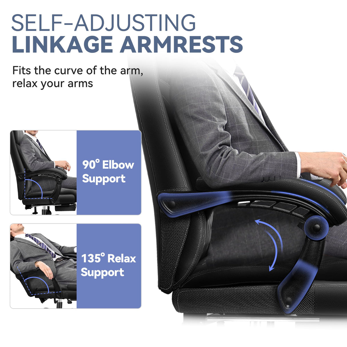 Office Chair, Big and Tall Office Chair, Reclining Office Chair with Footrest Home Office