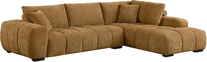 Camacho Upholstered Chaise Sectional Sofa Orange