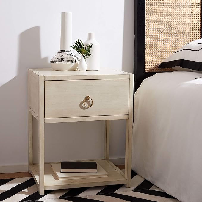 Home Collection Yudi Navy and Gold 1-Drawer Nightstand