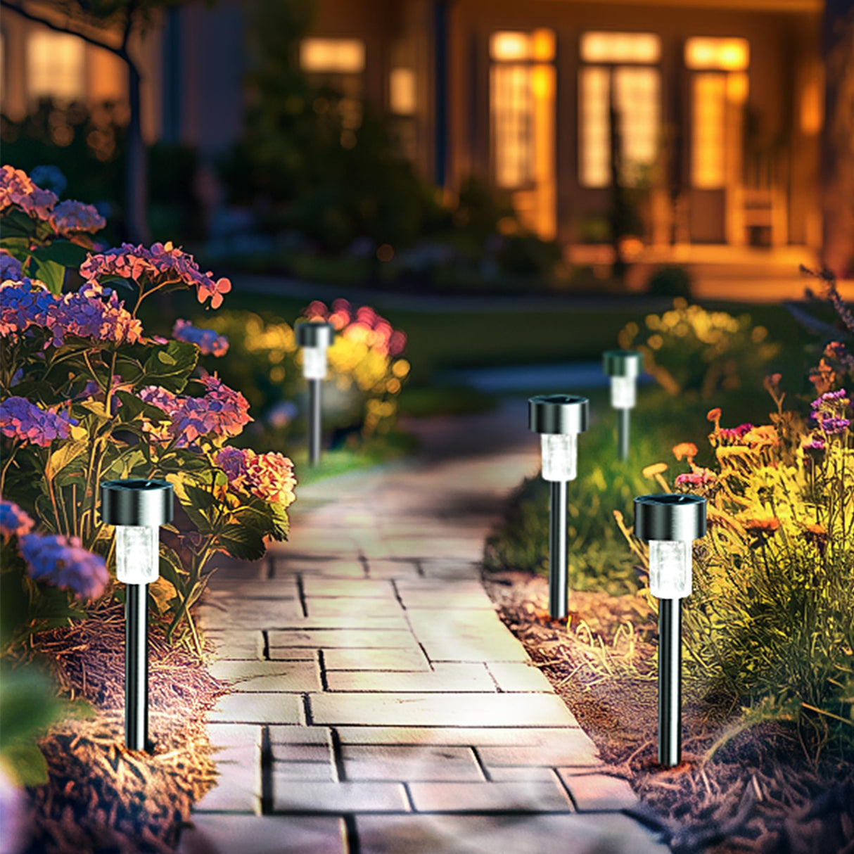 Solar Lights Outdoor Waterproof, 12 Pack, Stainless Steel LED Solar Garden Lights for Patio