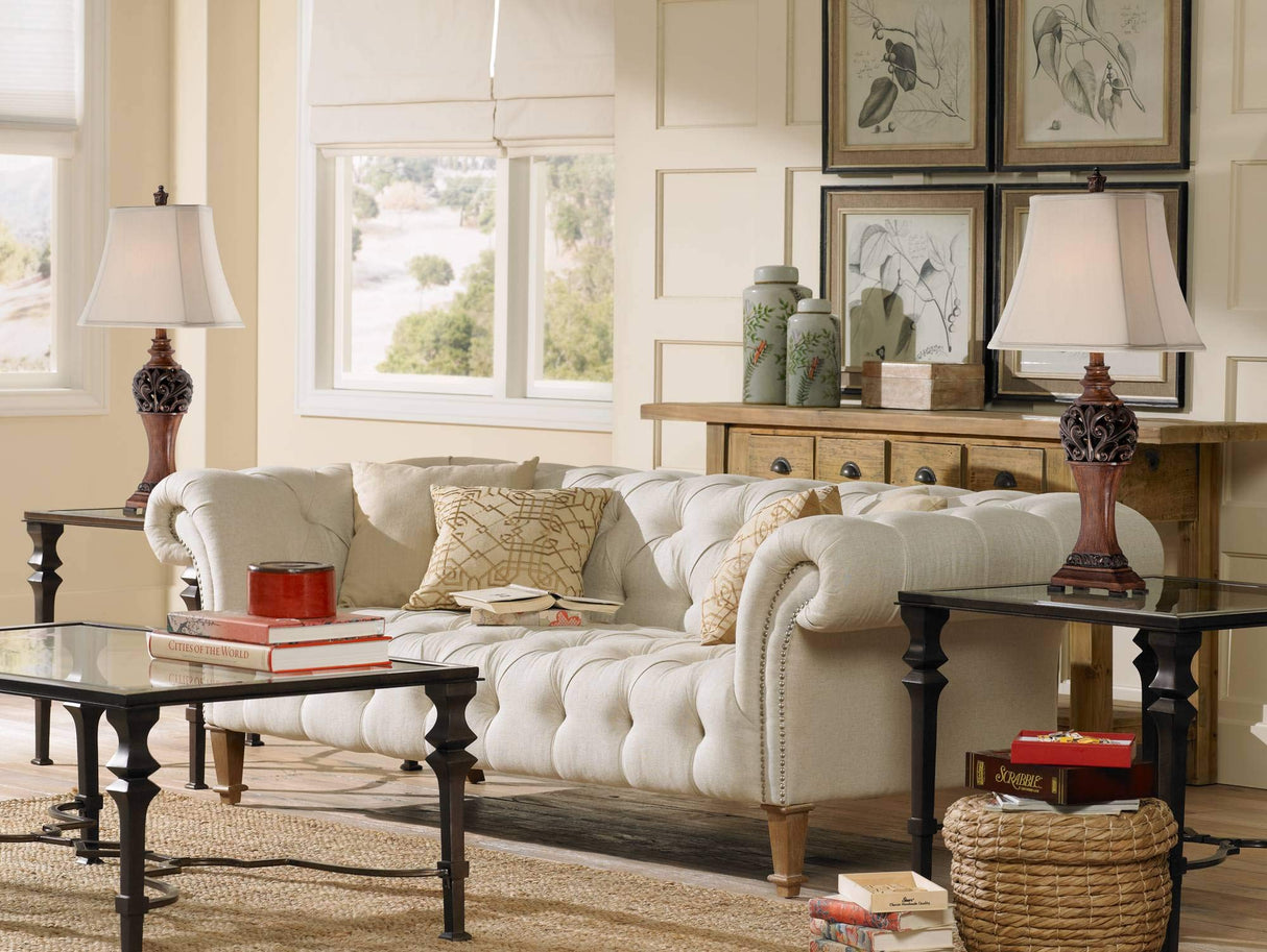 Exeter Traditional Table Lamps Set of 2 - 30" Bronze Carved Leaf Design