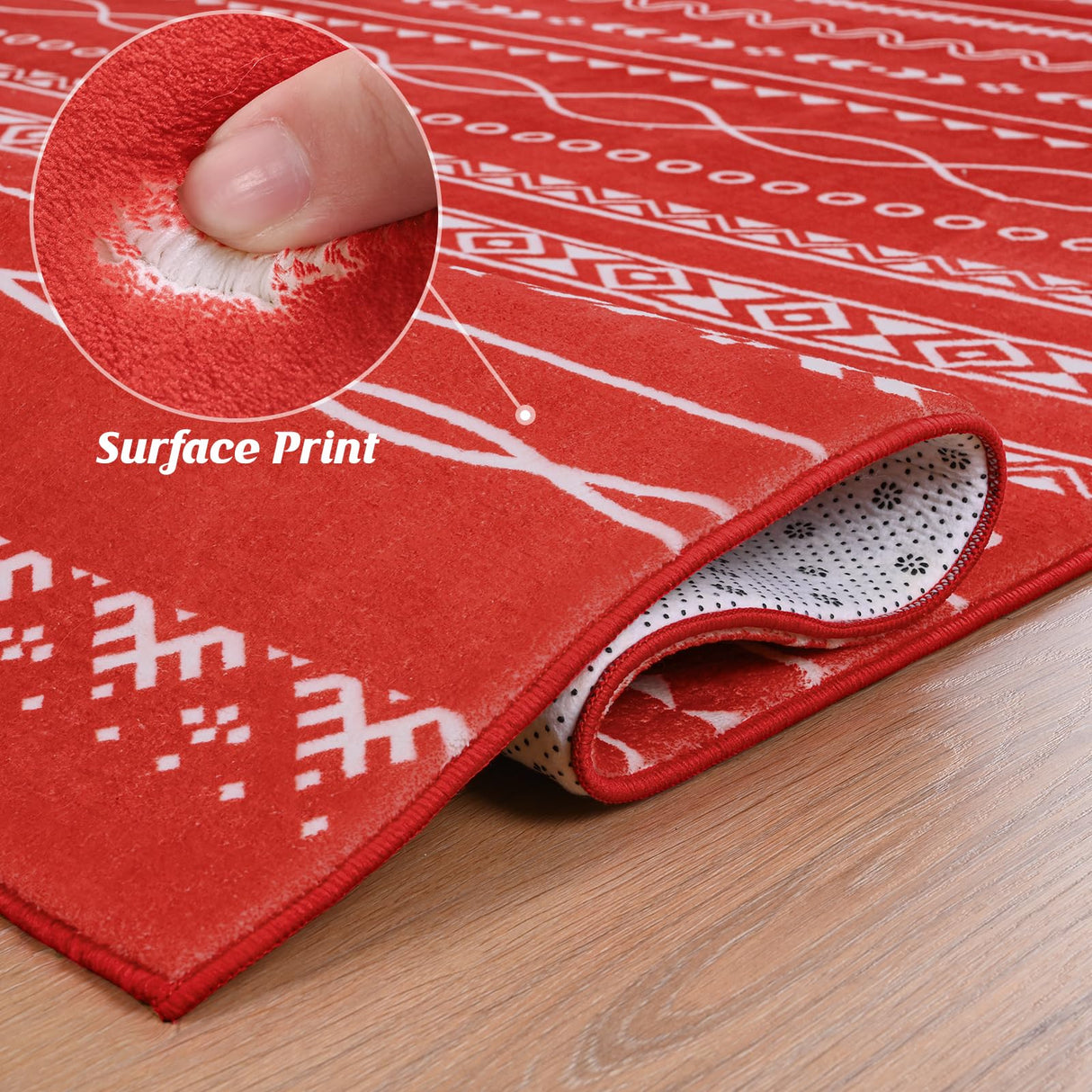 Christmas Red Rugs for Living Room 5x7 Area Rug Moroccan Neutral Carpet Non-Slip