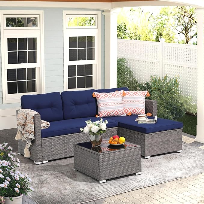 Outdoor Patio Furniture Set, Small Sectional Conversation Set