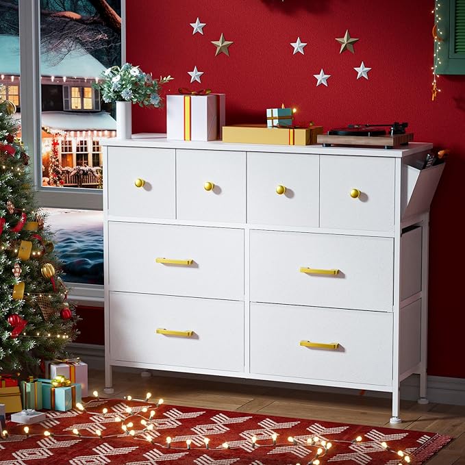 Dresser for Bedroom with 8 Drawers, Wide Fabric Dresser for Storage and Organization