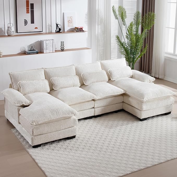 CloudNest 110" Modular Chenille Sectional Sofa – U-Shaped
