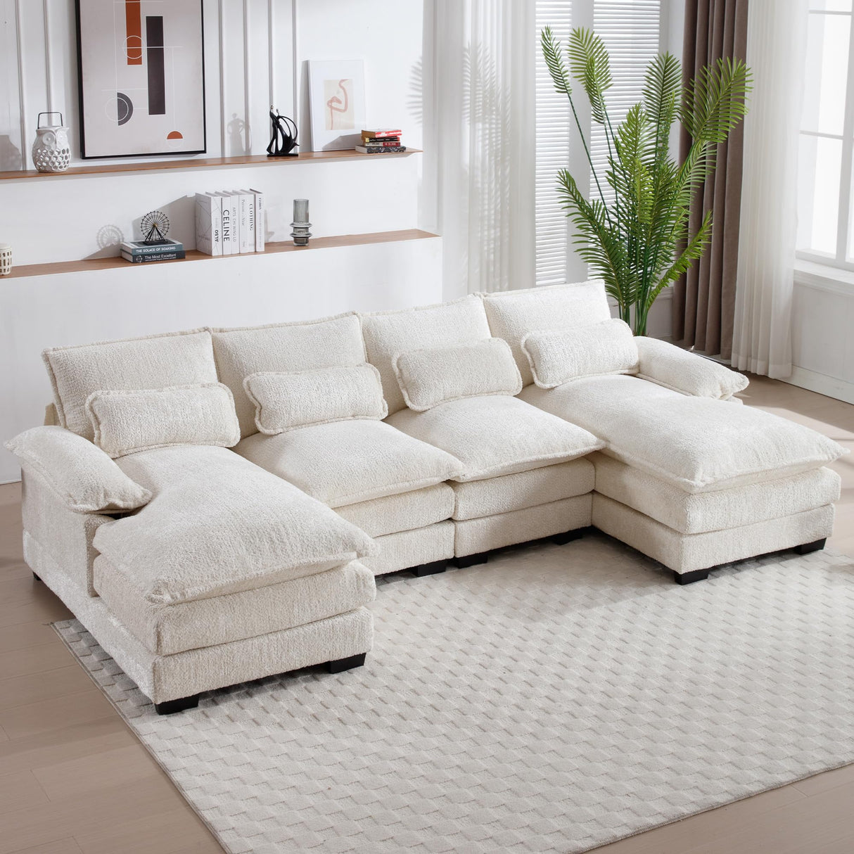 CloudNest 110" Modular Chenille Sectional Sofa – U-Shaped