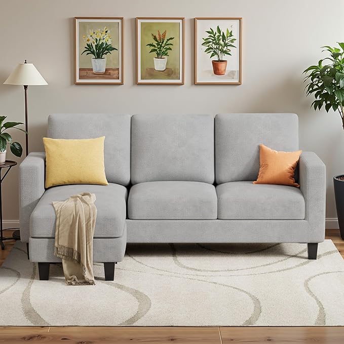 Convertible Sectional Sofa Couch,3 Seats L-Shaped Couch