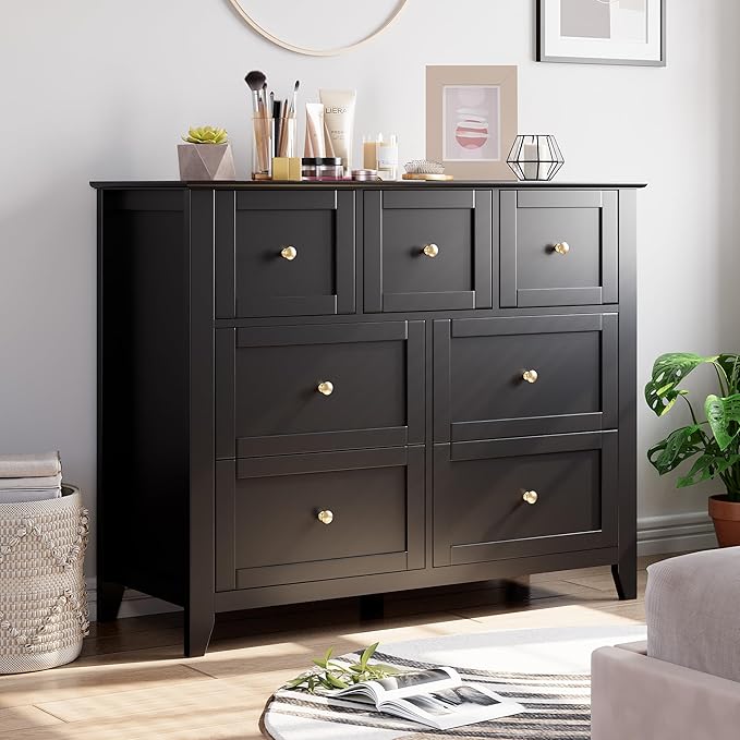 Grey 7 Chest of Drawer Dresser, Modern and Stylish Storage Cabinet