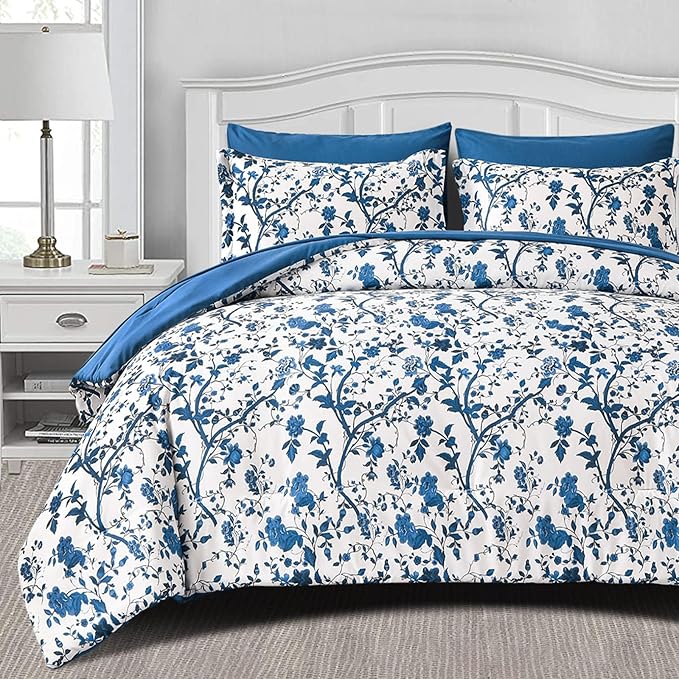 Floral Comforters Queen Size 7 Pieces Botanical Pink Bed in a Bag Ulter Soft