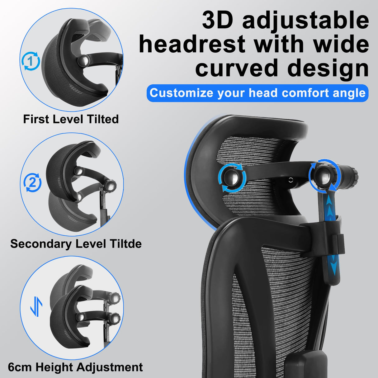 C19 Ergonomic Mesh Office Chair with Adjustable Height Lumbar Support,3D Armrest