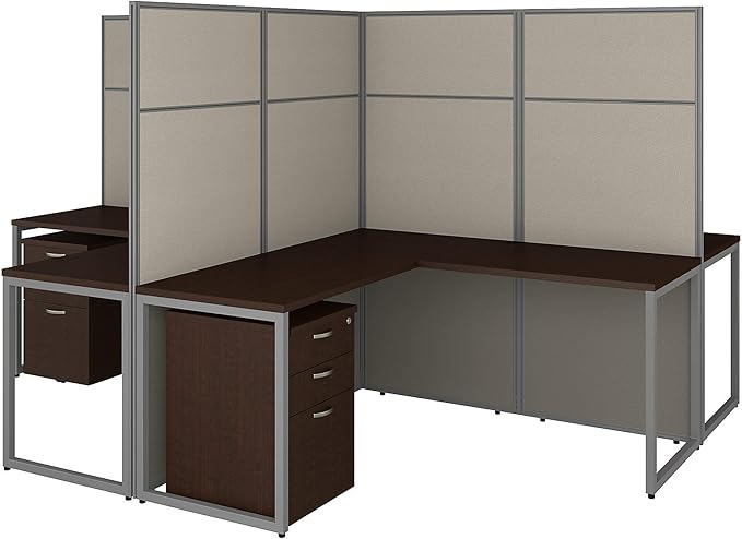 Business Furniture Easy Office 4 Person L Shaped Cubicle Desk