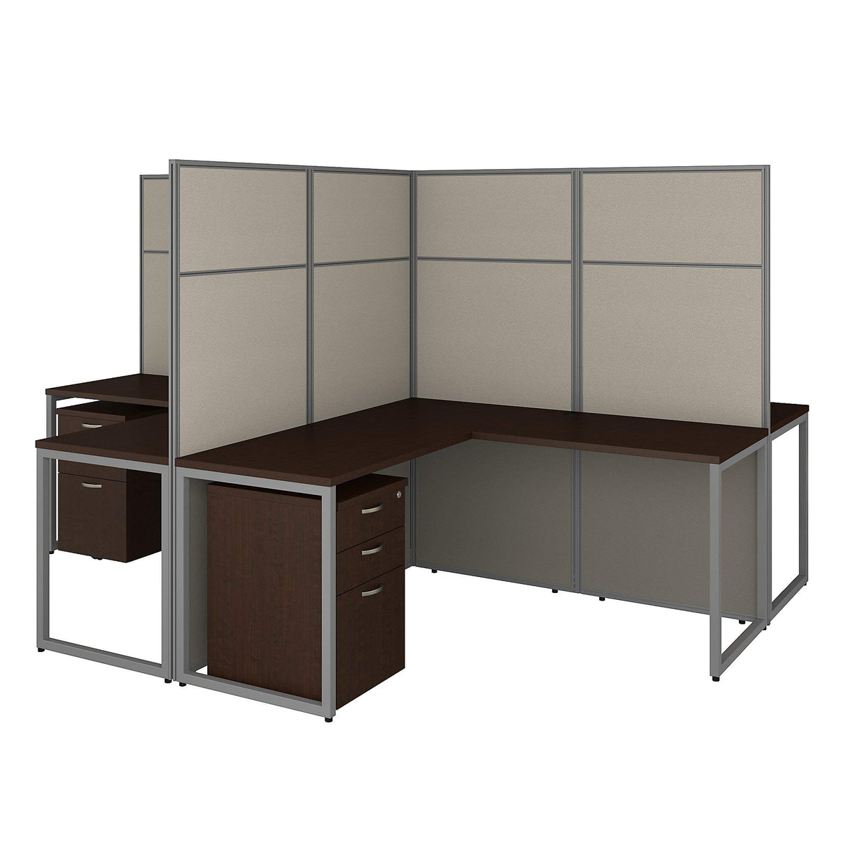 Business Furniture Easy Office 4 Person L Shaped Cubicle Desk