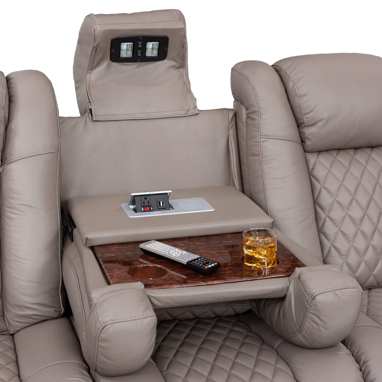 Anthem Sofa - Living Room - Italian Leather - Power Recline - Fold-Down Table