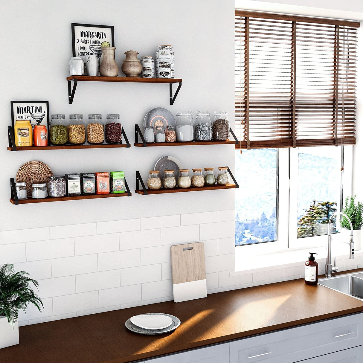 Ponza Floating Shelves for Wall, 24" Floating Bookshelf, Wood Wall Shelves for Bedroom