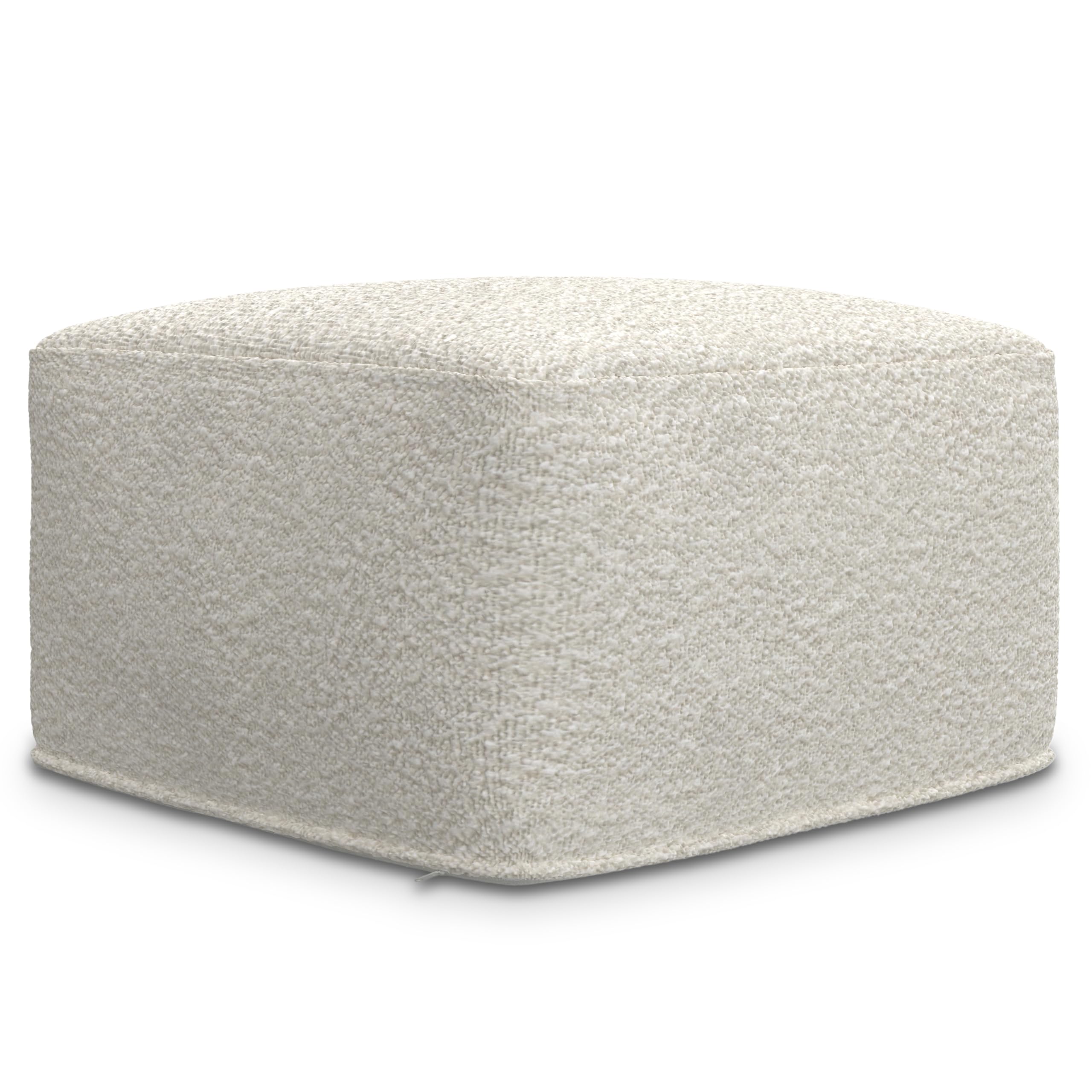 Chantal Contemporary Square Pouf in Ivory Boucle for The Living Room