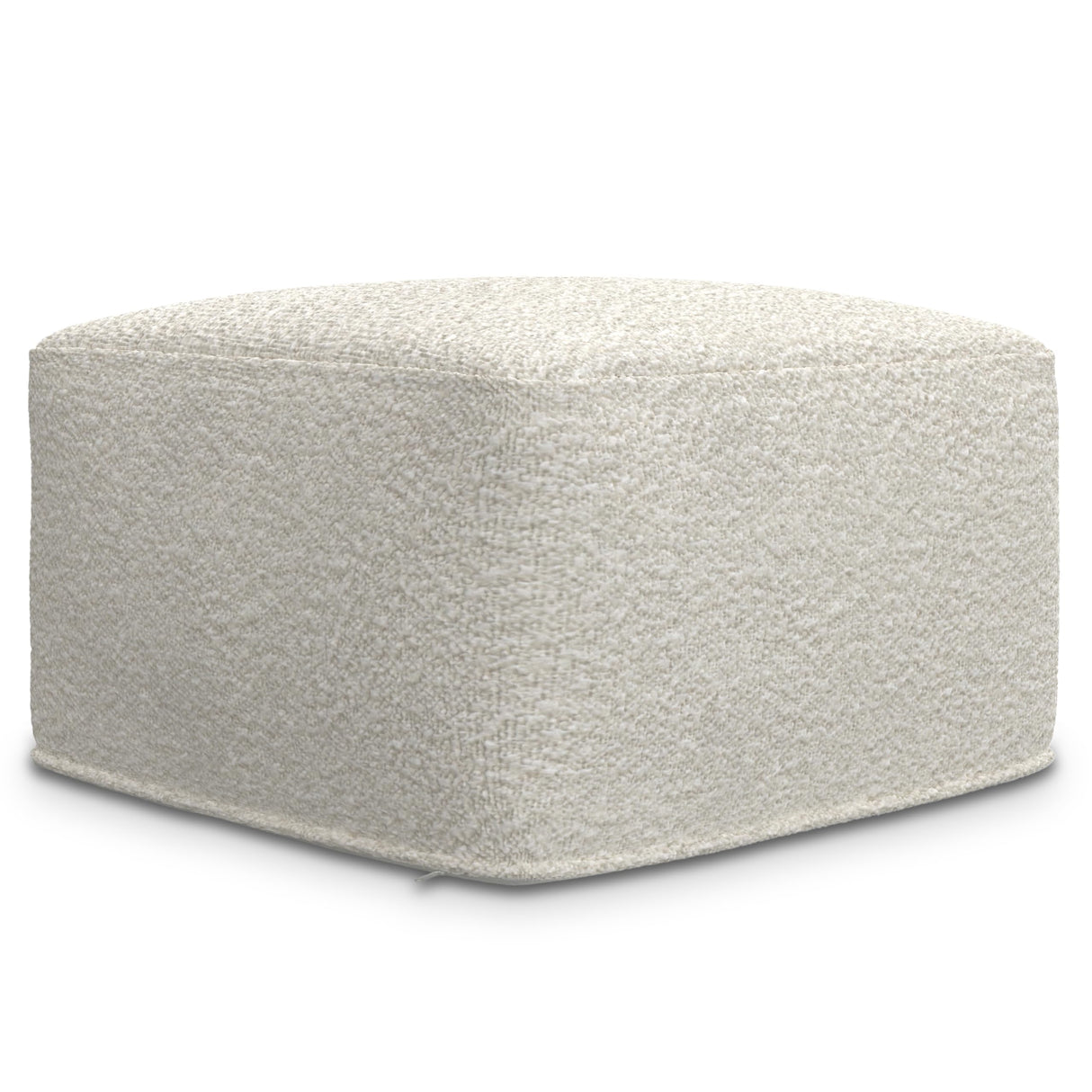 Chantal Contemporary Square Pouf in Ivory Boucle for The Living Room
