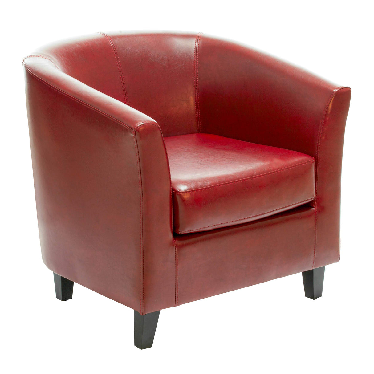 Petaluma Oxblood Red Leather Club Chair 30-1/2 by 28 by 30-1/2