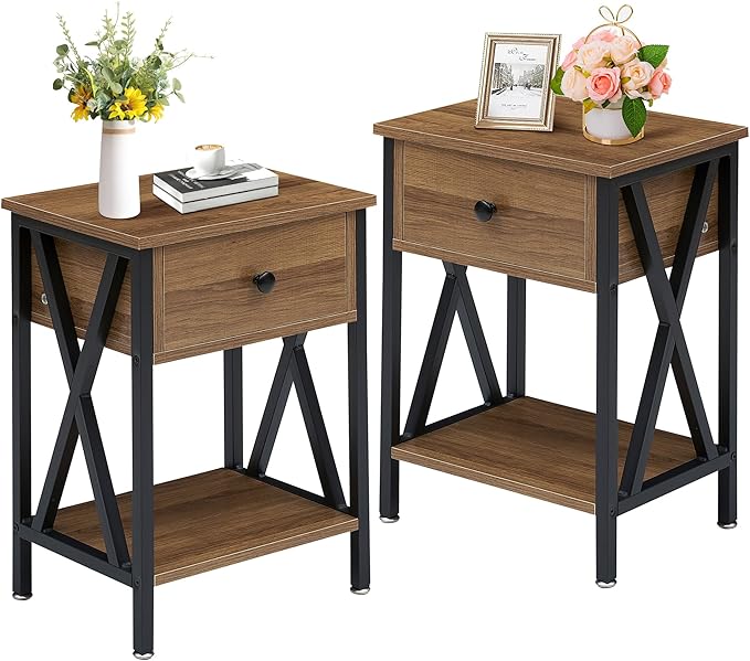 Nightstands Set of 2, Modern Bedside End Tables