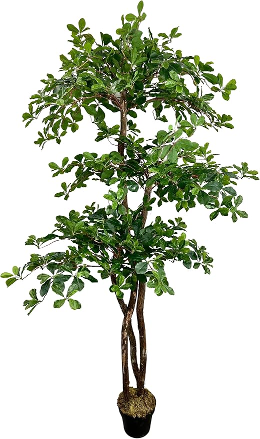 Handmade 5ft 3-Tier Black Olive Leaf Artificial Tree with Ethically Sourced Real Wood