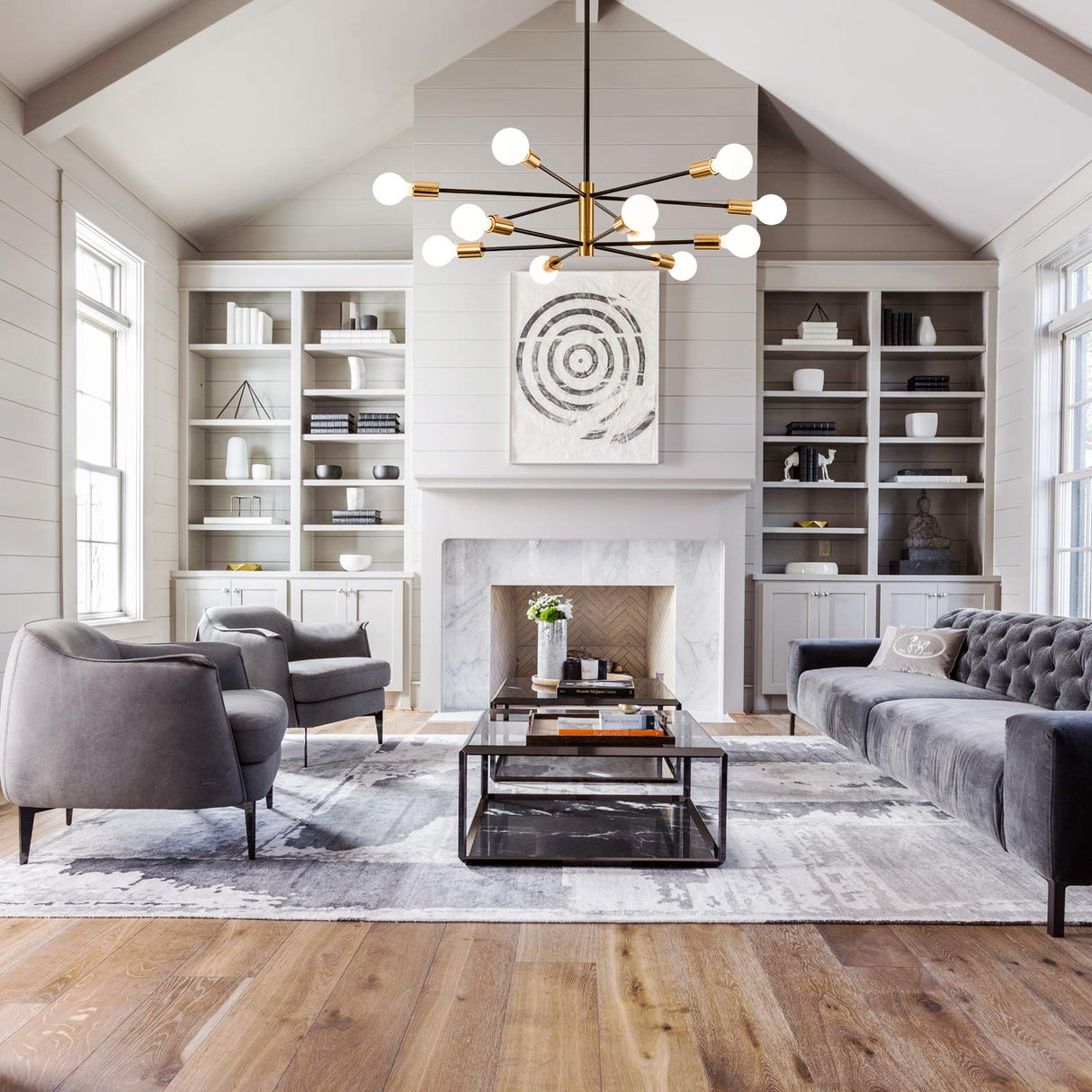 Modern Chandelier 12-Light Sputnik Chandeliers Black and Gold Chandelier Light Fixtures