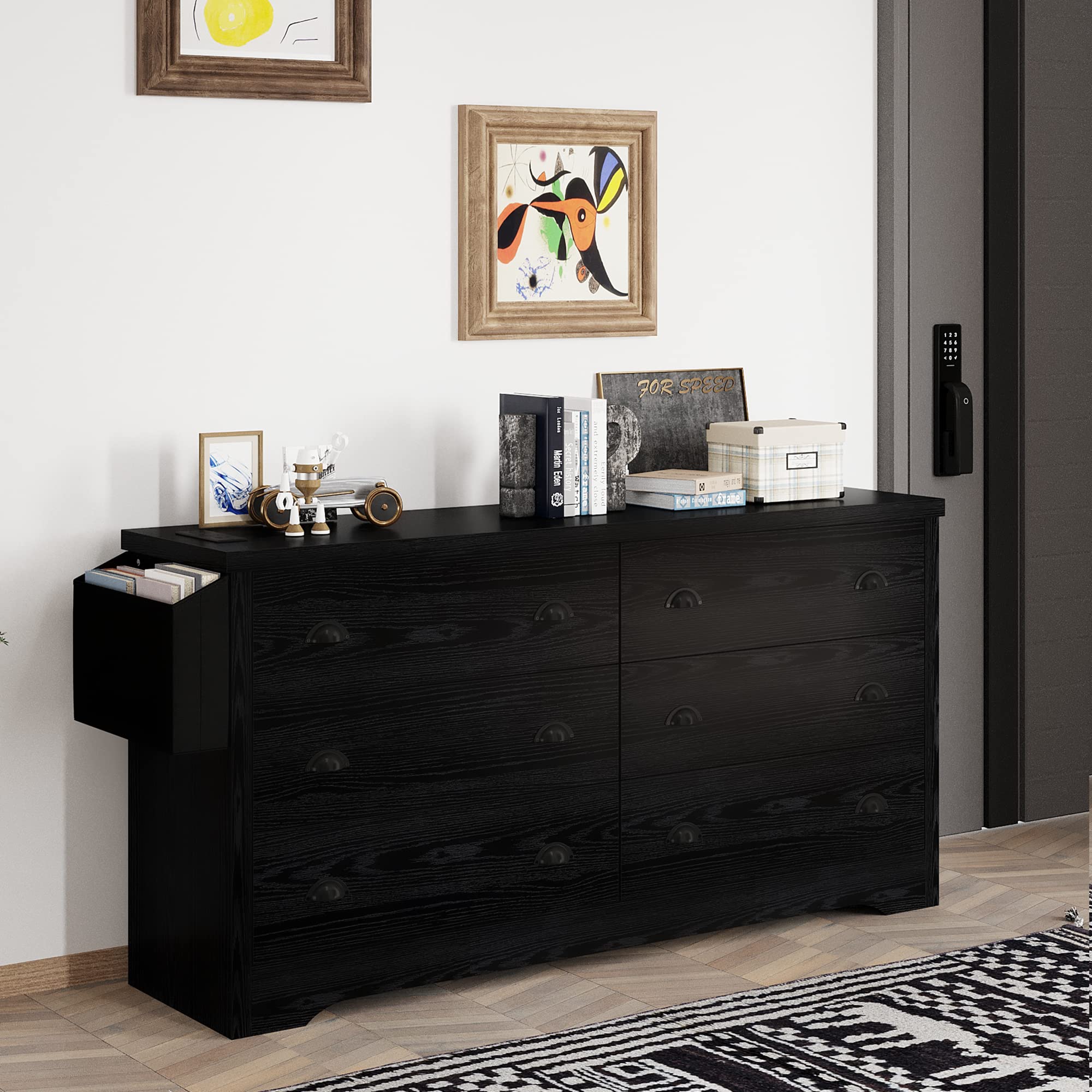 Dresser for Bedroom 6 Drawer with Charging Station