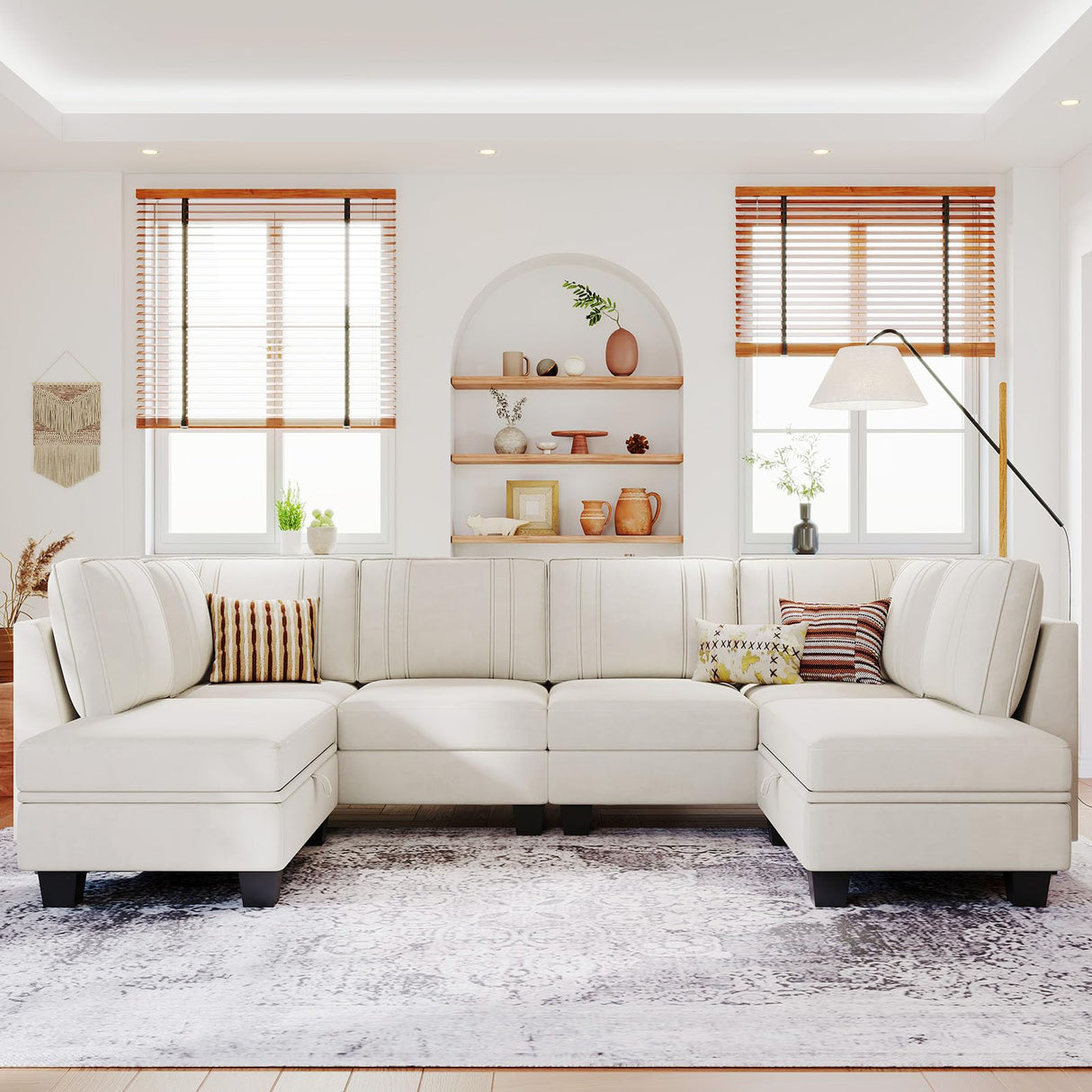 Sectional Couch with Storage Ottoman, U Shaped Sectional Sofa Couch