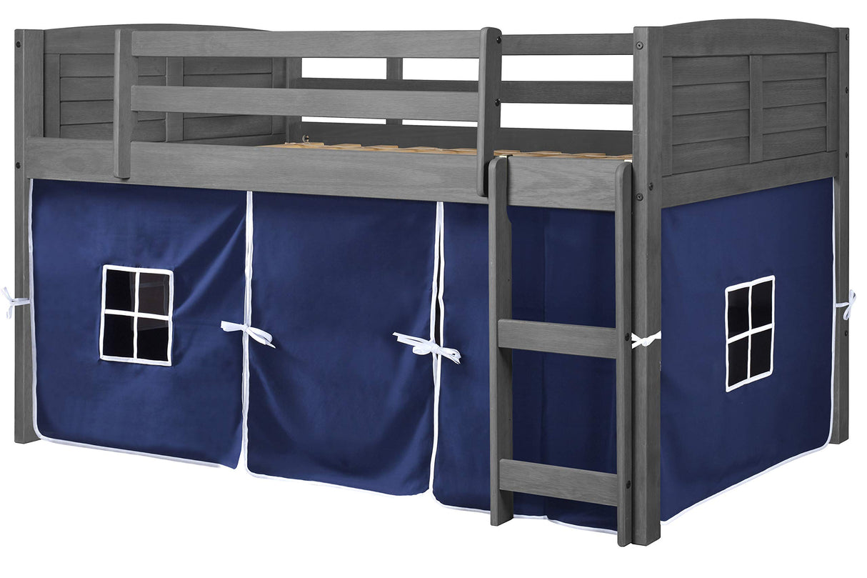 Louvered Low Loft with Blue Tent, Twin
