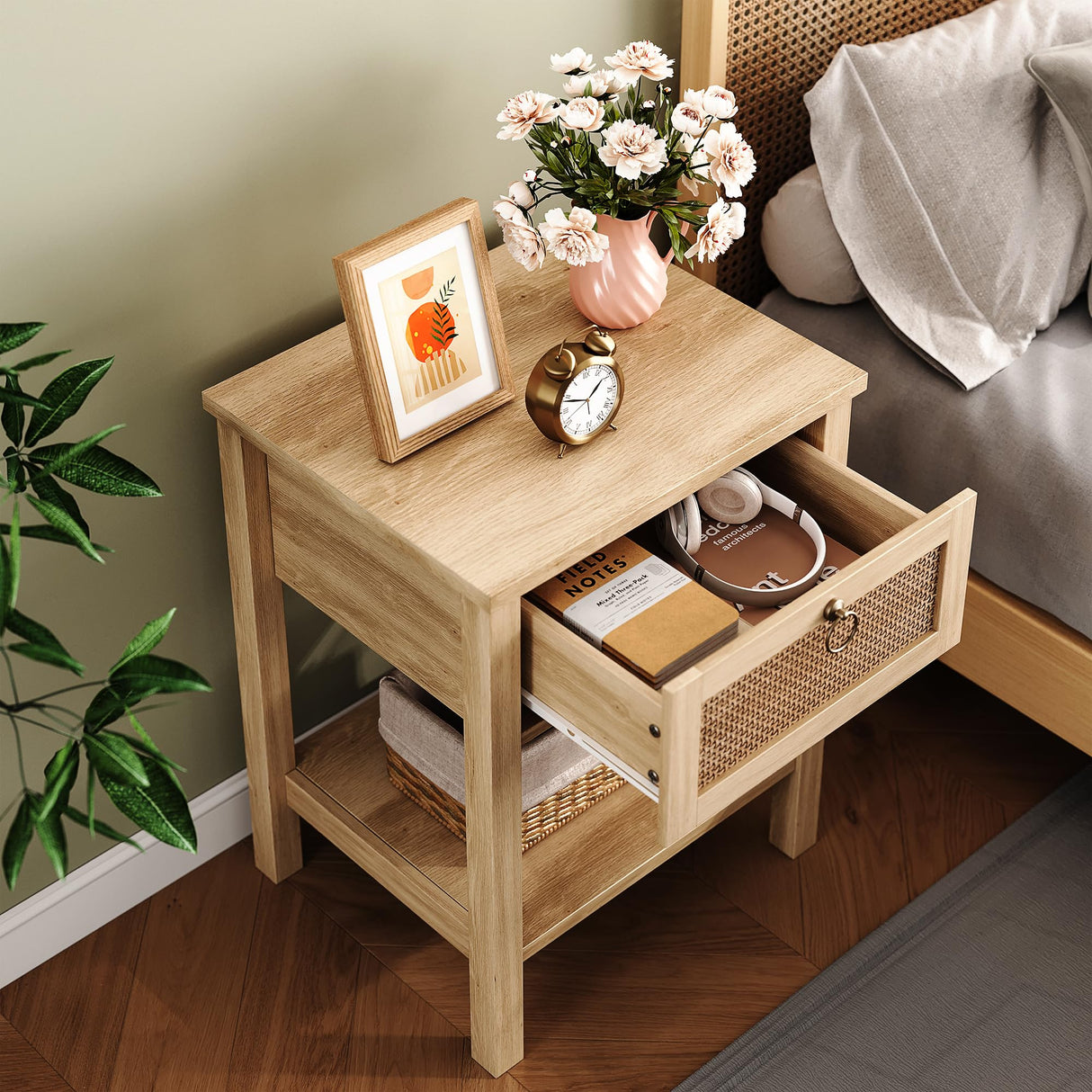Rattan Boho Nightstand