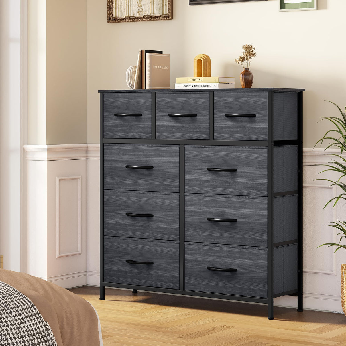 Dresser with 9 Drawers - Fabric Storage Tower, Organizer Unit for Living Room