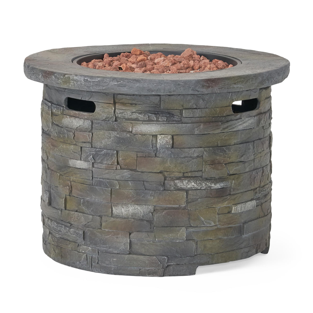 Blaeberry Outdoor Circular Firepit, Natural Stone Finish