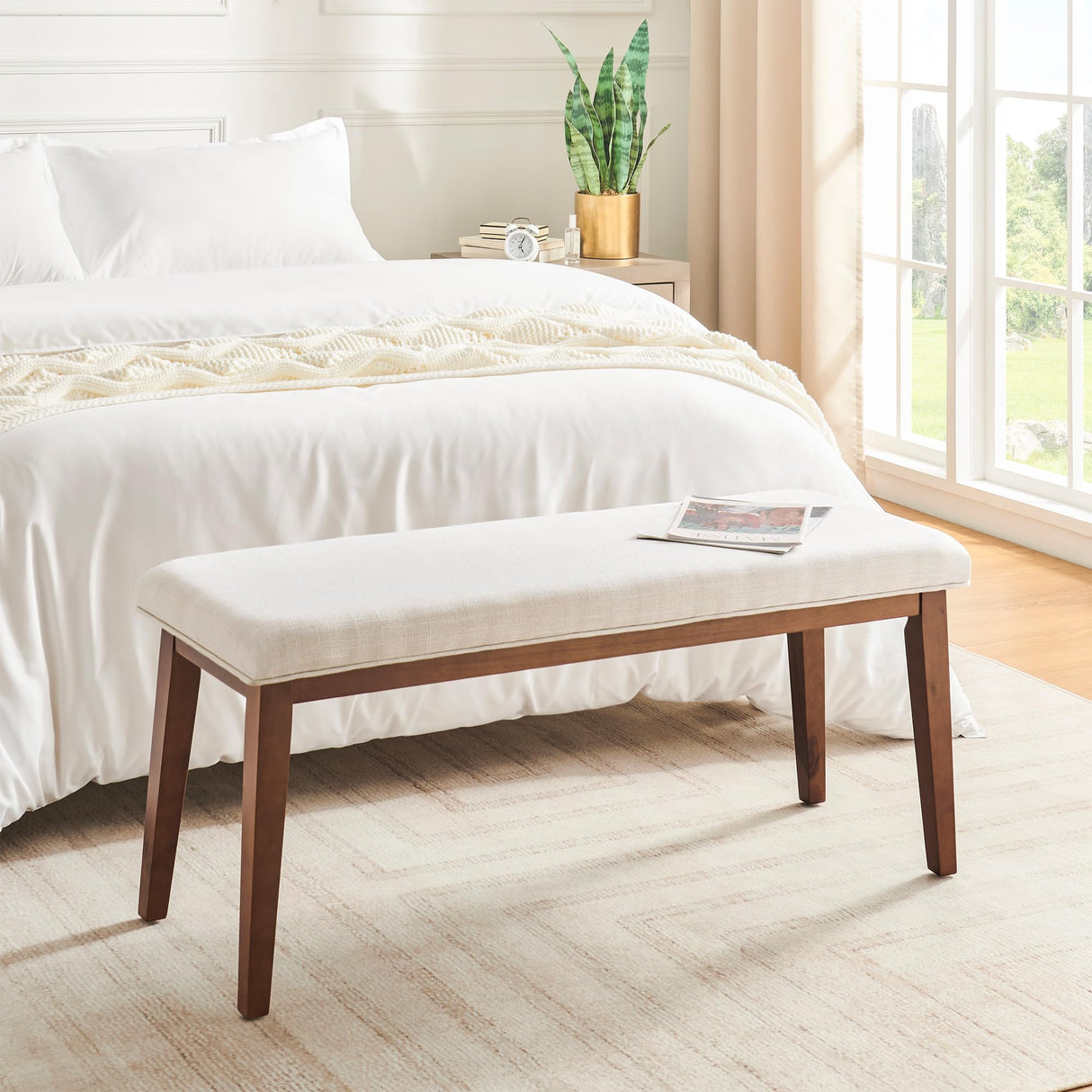 Upholstered Bench for Bedroom End of Bed,42.5-inch Entryway Bench