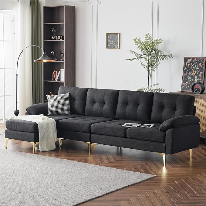 Convertible Sectional Sofa 110" L-Shape Sofa Couch 4-Seat Couch