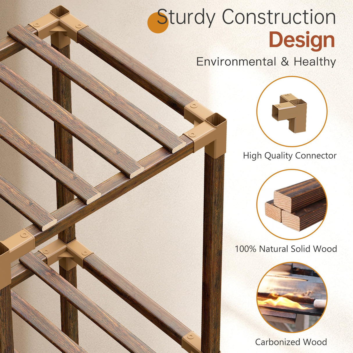 EverBloom 3-Row Large Wooden Plant Stand