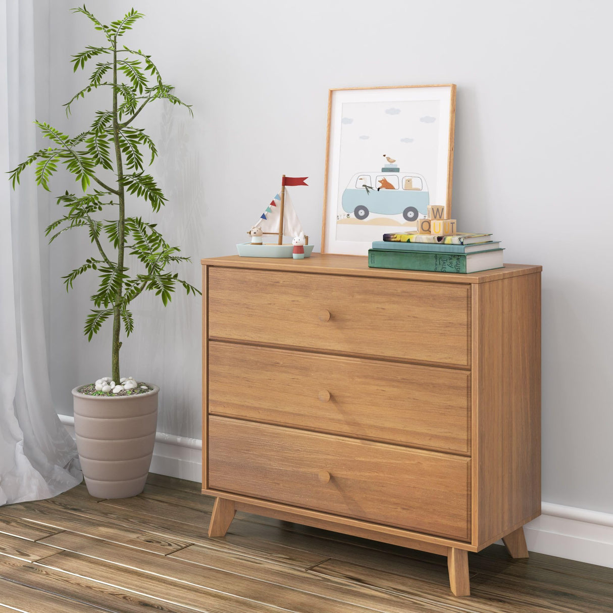Max & Lily 3 Drawer Dresser, Pecan