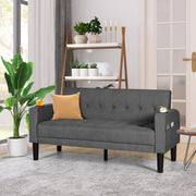 62" Loveseat Couches Upholstered Fabric Linen Love Seat Sofas Couch with 2 USB