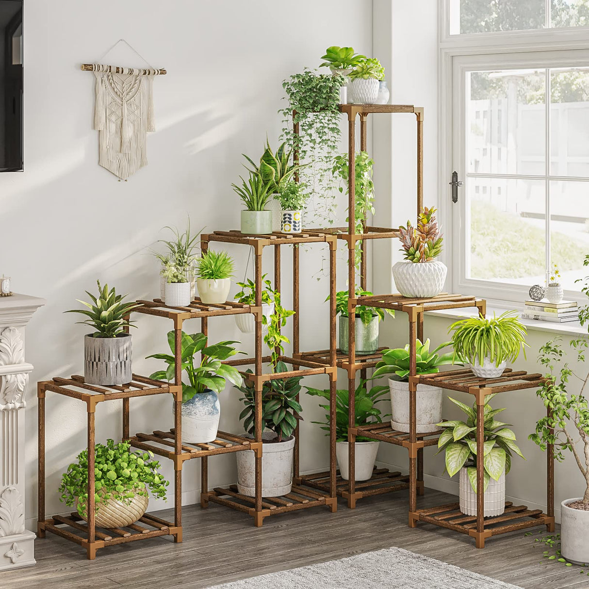 VerdeLuxe 6-Tier Corner Wooden Plant Stand