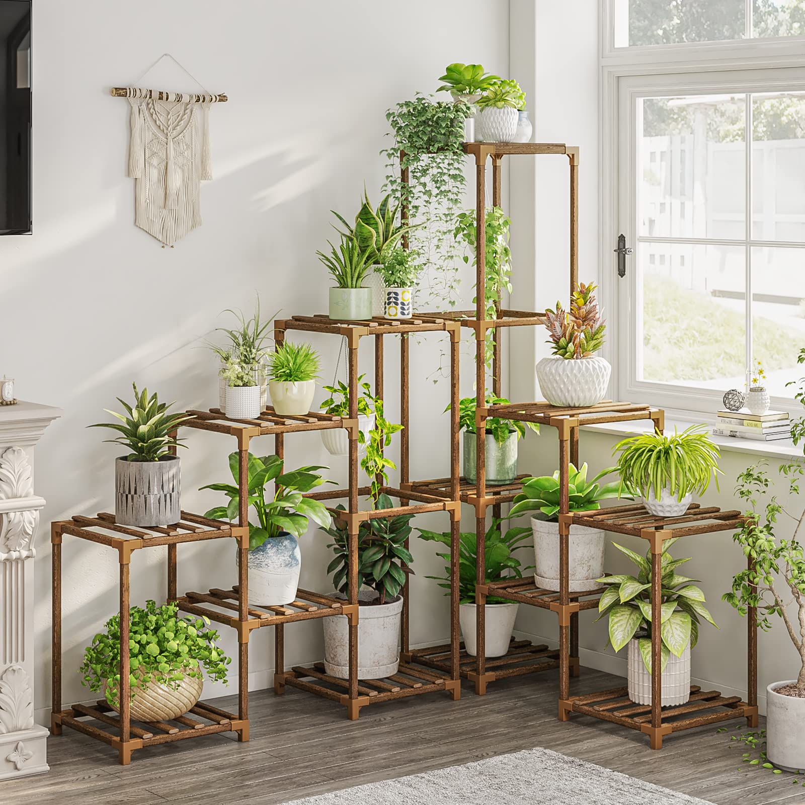 VerdeLuxe 6-Tier Corner Wooden Plant Stand