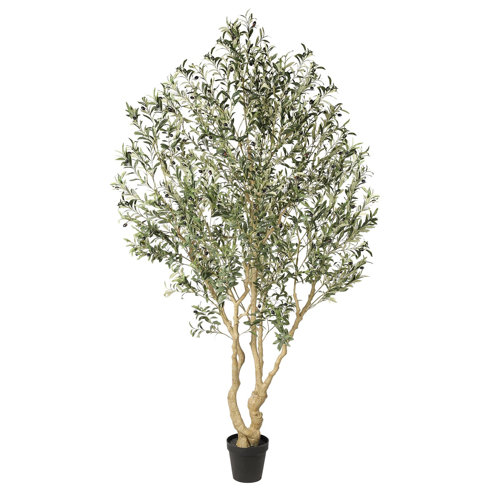 Artificial Olive Tree 8ft - Large Faux Olive Tree with Realistic Leaves and Olives