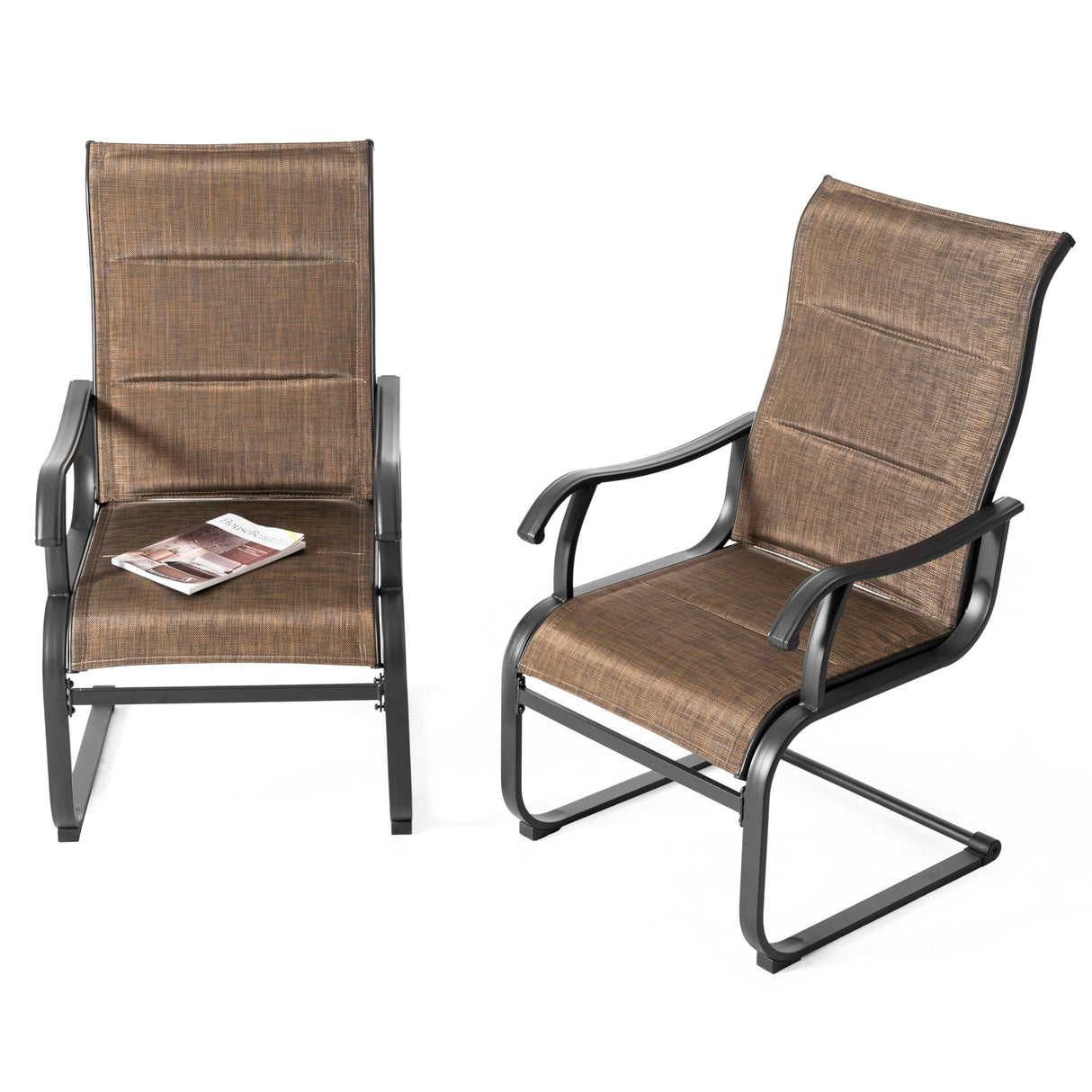 Patio Dining Chairs Set of 2, All Weather Outdoor Padded Textilene Patio Chairs