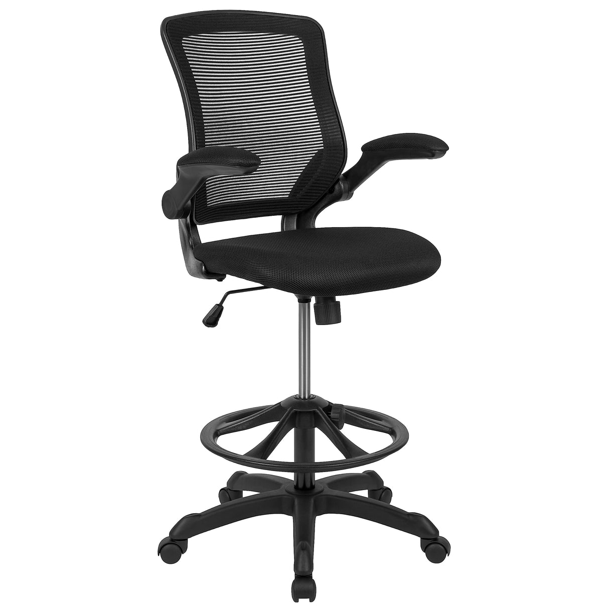 Back Swivel Office Chair with Adjustable Foot Ring, Lumbar Support, and Seat Height,