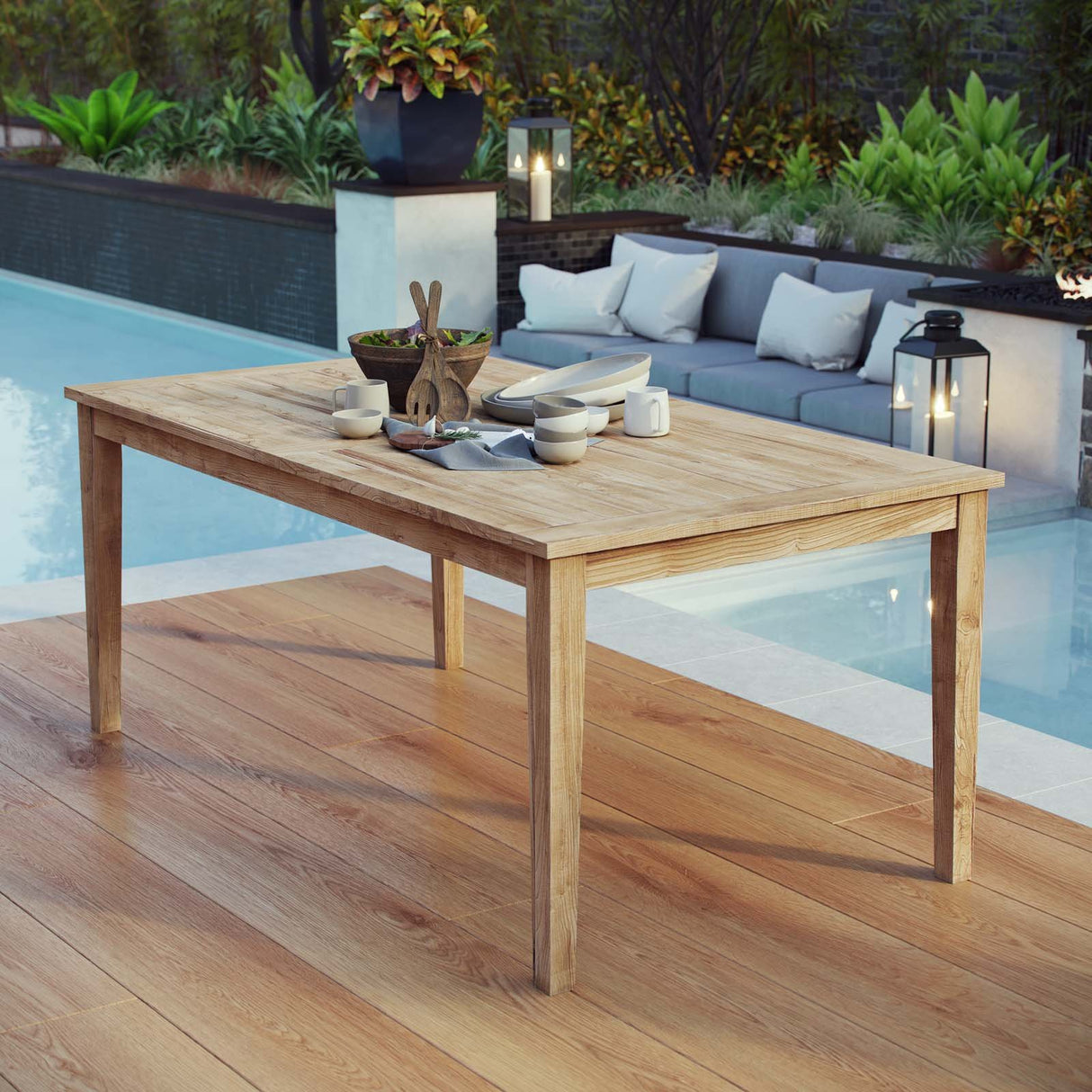 EEI-2717-NAT Marina Premium Grade A Teak Wood Outdoor Patio, 72" Dining Table