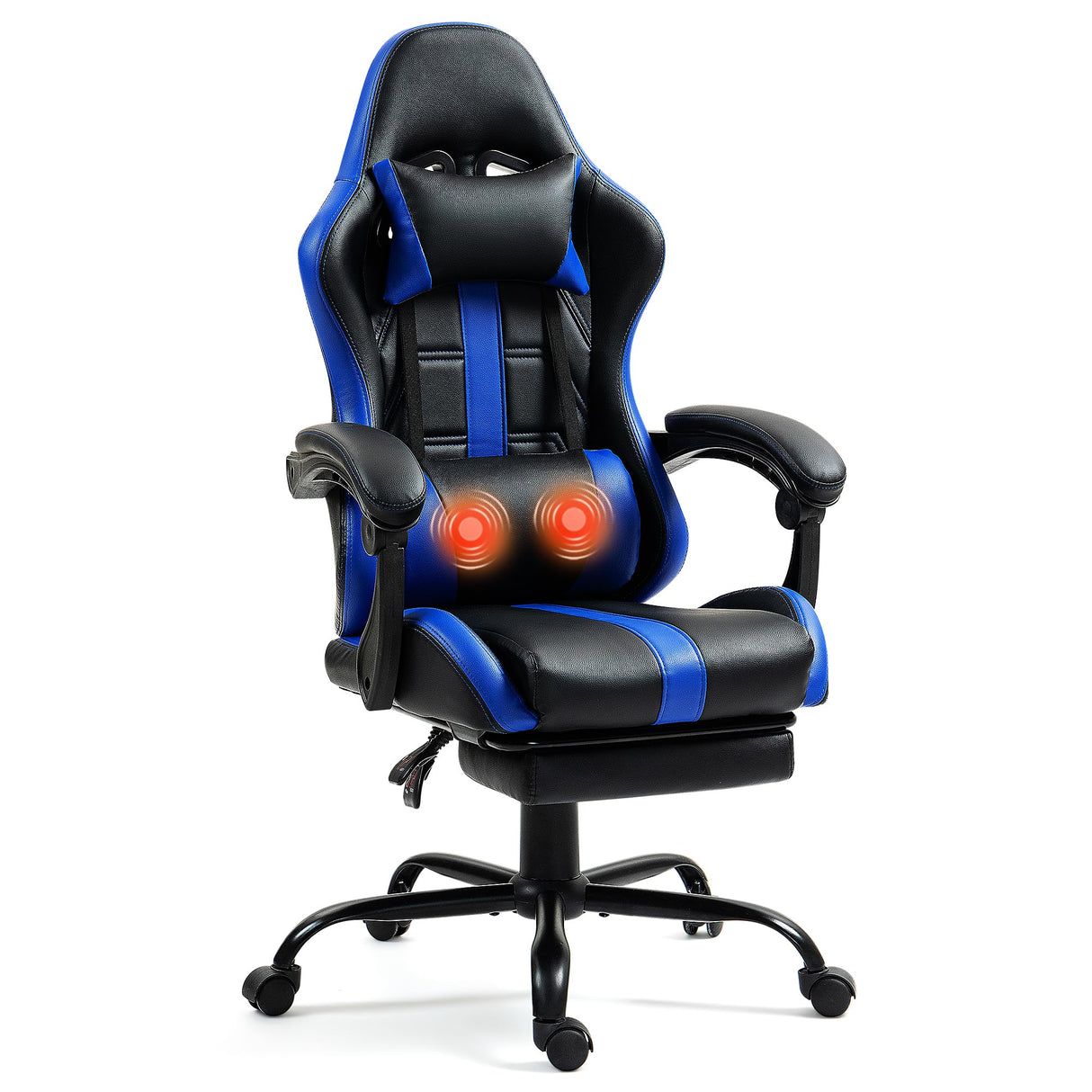 Massage Gaming Chair with Footrest, Ergonomic PU Leather Computer Chair