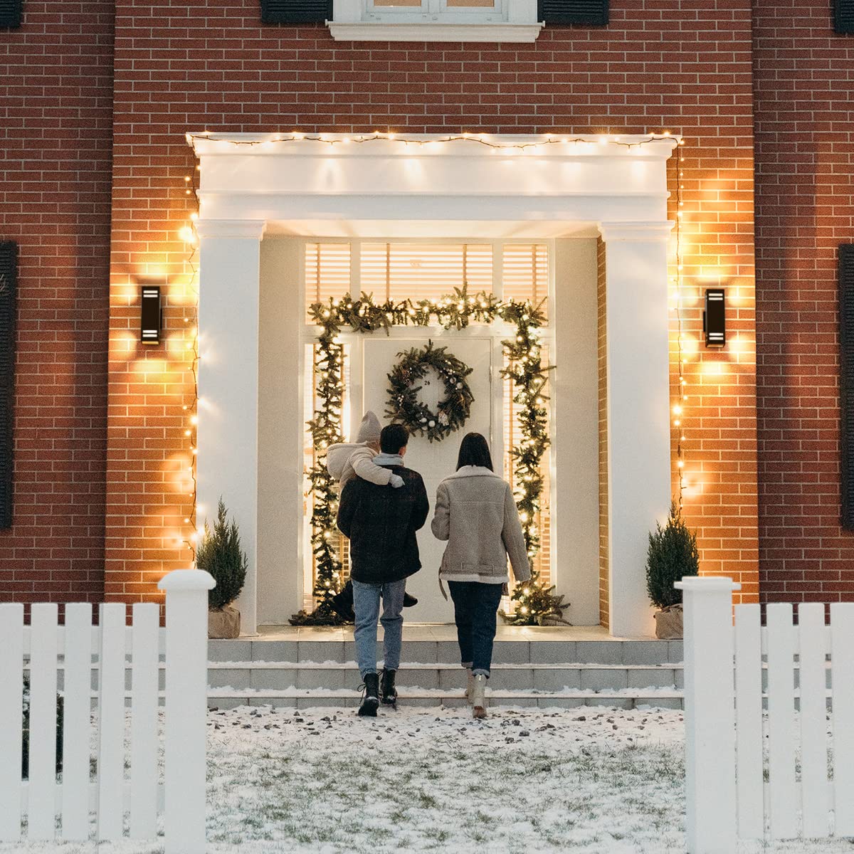 mirrea 12in Modern Outdoor Porch Light Patio Light in 2 Lights with Aluminum Rectangular Tube and Tempered Glass Cover Waterproof Wall Sconce Matte Black 2 Pack